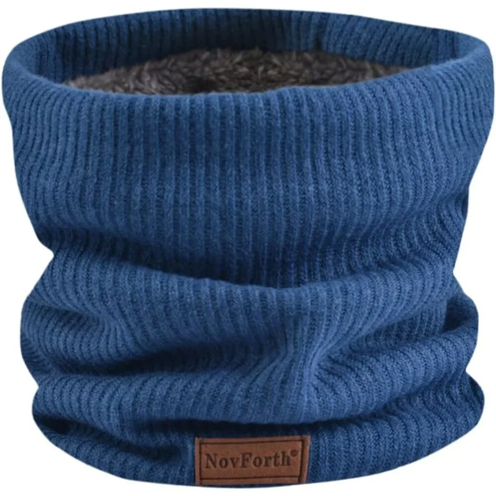 Men's Blue Winter Ski Neck Gaiter Face Scarf Fleece Lined Windproof Scarves